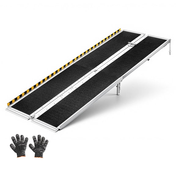 KFFKFF Portable 8FT Aluminum Folding Wheelchair Ramp, Non-Slip Handicap Ramp with 800 lbs Capacity for Home Steps, Stairs, Entryways, Door Thresholds, Scooters, and Curbs