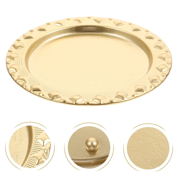 TABLZONE 2Pcs Plated Gold Candle Holder Plate for Tabletop Pillar Candles Modern Design