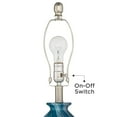 thumbnail image 4 of 360 Lighting Carlton Modern Coastal Table Lamps 28" Tall Set of 2 Swirling Blue Faux Marble White Tapered Drum Shade for Bedroom Living Room Bedside, 4 of 8