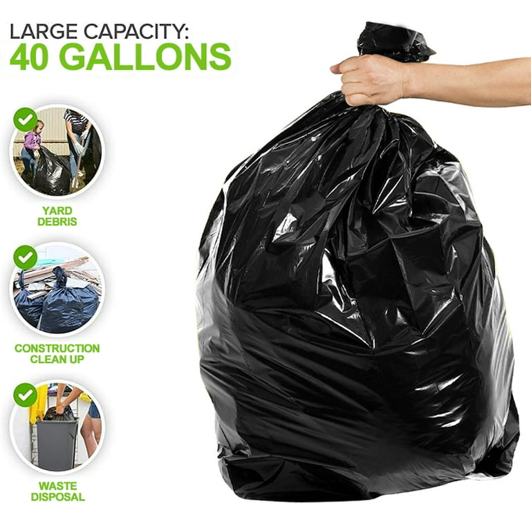 40-45 Gallon Trash Bags, 1.5Mil, Black Heavy Duty Garbage Can Liners 36'' x  44'' (60 Count) 