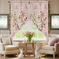 thumbnail image 5 of Easter Rabbit Swag Valance Curtains Vintage Spring Pink Floral Bunny Pink Plaid Rod Pocket Swag Curtains Small Window Treatments for Kitchen Bathroom Bedroom 28" W x 36" L, 2 Panels, 5 of 9