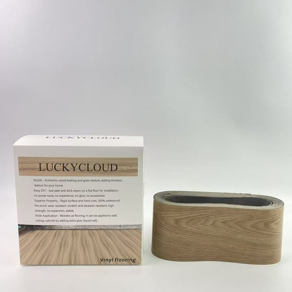 LUCKYCLOUD Vinyl flooring,Floor Peel and Stick Flooring Waterproof and Easy to Clean, Natural Wood Grain Look Vinyl Flooring, Self Adhesive & Removable for Bathroom Kitchen