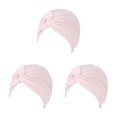 thumbnail image 4 of Qarigey Turbante musulmán Hijabs Gorras Sólido Pre-Atado Sombrero Estiramiento Plisado Elasticidad Chemo Head Wrap Warmer Headwear rosa claro Type1 NO1 Qarigey  CBP299692, 4 of 6