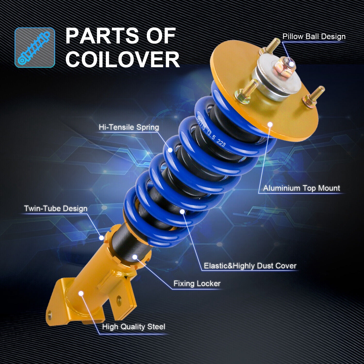 MOSTPLUS Front & Rear Coilover Struts Adj. Height for 06-10 Chrysler 300C Challenger SRT8