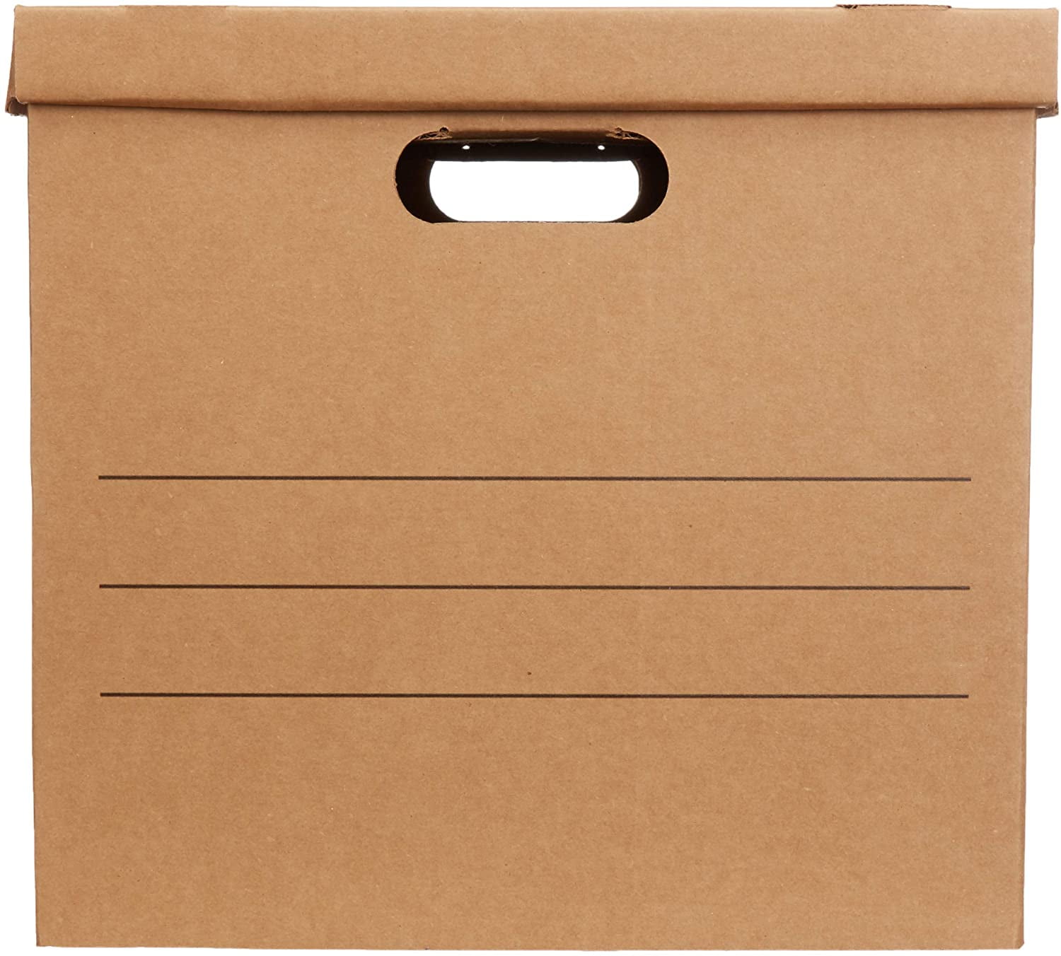 Moving Boxes with Handles and Lids, 19 x 14.5 x 15.5 in, Brown, 10-Pack, Medium