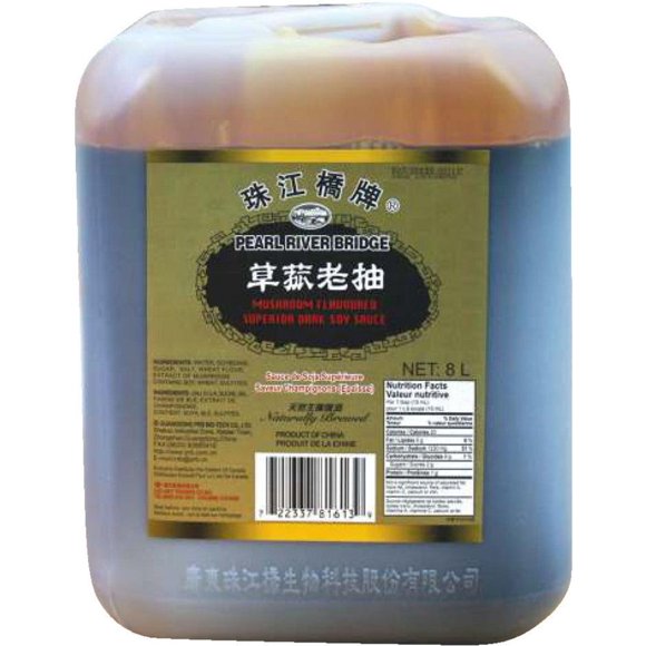 Pearl River Bridge - Mushroom Flavoured Superior Dark Soy Sauce - 8Ltr - 1ct - Rich Umami Glaze for Professional Kitchens (1ct)