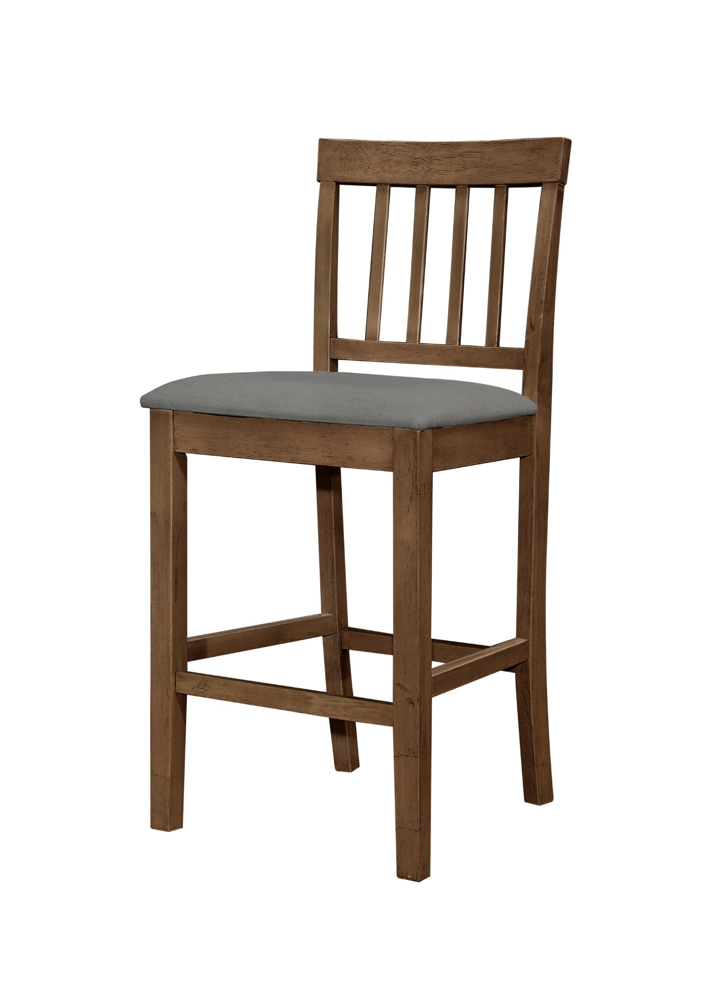 Home Design Wilder Counter Chairs (Set of 4), Brown/Gray, Slat-back design, Padded seat, Comfortable seating, Sturdy frame, Modern minimalist style, Durable construction