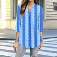 thumbnail image 2 of Jsaierl 3/4 Sleeve Womens Tops Summer Round Neck Shirts Boho Graphic Ladies Blouses Workout Holiday T-shirts Top S-2XL, 2 of 5