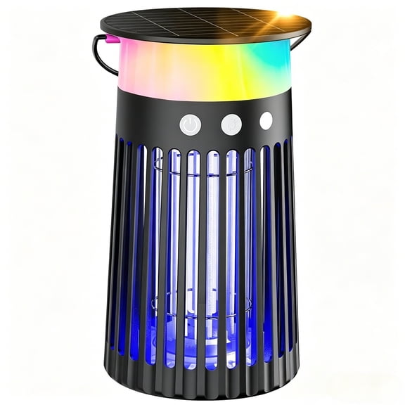 AENKYO Solar Bug Zapper: 4500V Electric Mosquito Killer, USB-C Rechargeable Fly Trap, 2100 sq.ft Coverage