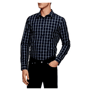 Calvin Klein Extra Fine Cotton Tattersall Plaid Shirt Black Size S