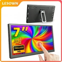 LESOWN 7-inch Portable Touchscreen Monitor HD 1024×600 IPS Extend Display Capacitive Touch HDMI & USB-C Ultra-Thin for Raspberry Pi PC Temp Monitoring With Stand