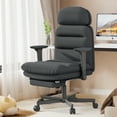 thumbnail image 3 of HomeZeer Ergonomic Cross-Legged Office Chair with Footrest & Headrest, Heavy Duty Executive Desk Chair with Flip-up Armrests, Corduroy Fabric Computer Criss Cross Chair for Home Office, Black, 3 of 12