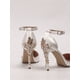 thumbnail image 2 of opean And American Style Luxurious & Women's Shoes, Stiletto High Heels With Metal Flower Decoration, Pointed Toe Satin Ankle Strap Sandals, L, 2 of 4
