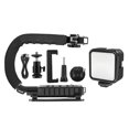 thumbnail image 1 of Portable Handheld DV Camera Bracket Stabilizer + LED Fill Light Kit with Cold Shoe Tripod Head for All SLR Cameras & DV, 1 of 5