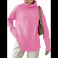 thumbnail image 2 of Suéter de Punto Holgado e Informal con Aberturas para Mujer, de Color Liso, con Cuello Alto, para Otoño e Invierno. Rosa M, 2 of 10