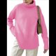 thumbnail image 2 of Suéter de Punto Holgado e Informal con Aberturas para Mujer, de Color Liso, con Cuello Alto, para Otoño e Invierno. Rosa L, 2 of 10