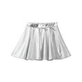 thumbnail image 2 of Zaldita Kids Girls Shiny Metallic Flared Mini Skater Skirt High Waist A-Line Pleated Skirt Silver 10, 2 of 7