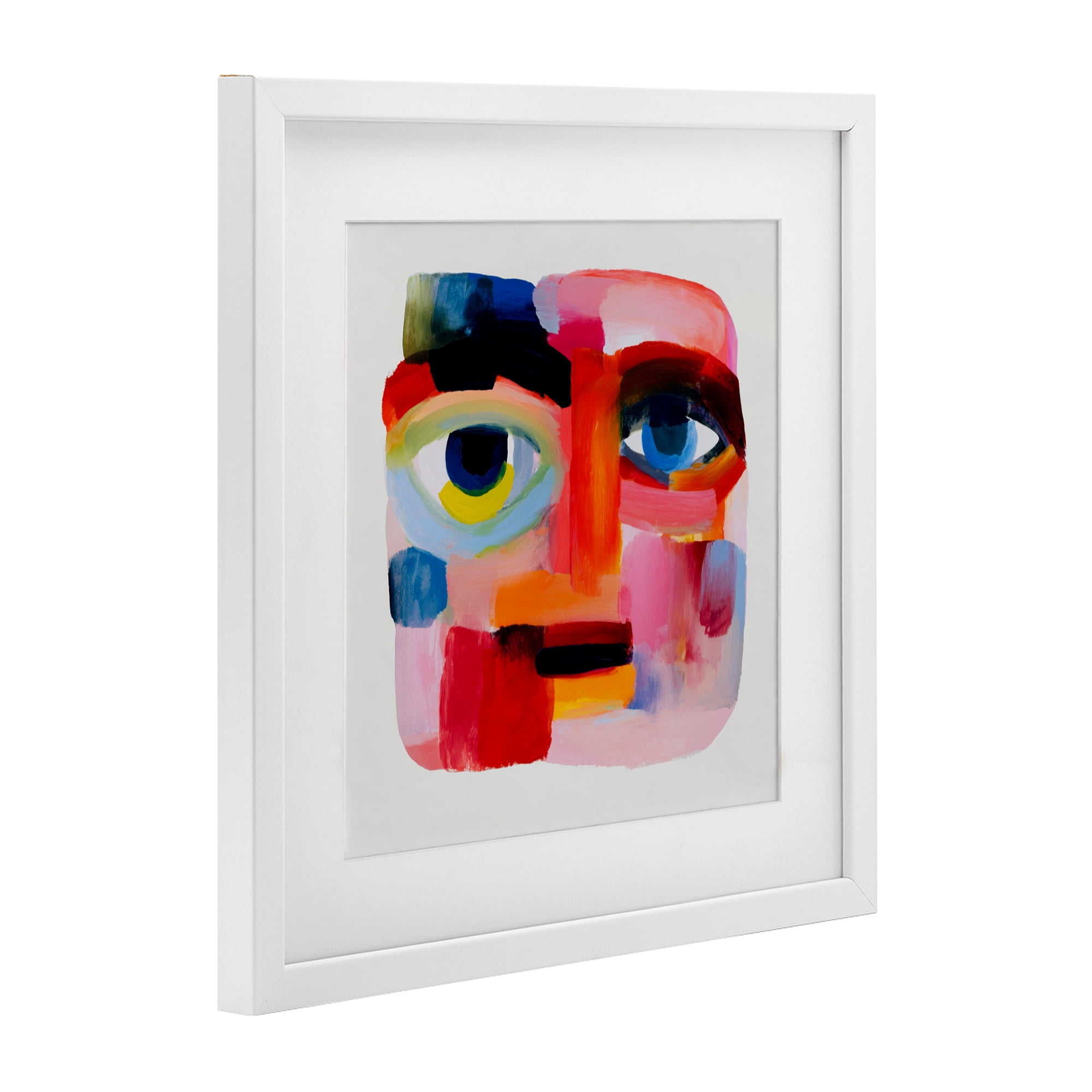 Stupell Industries Cubist Gaze in Vivids White Framed Print Under Glass, design by Chromatic Storm Studio