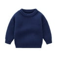 thumbnail image 4 of GYRATEDREAM Toddler Boys Girls Crewneck Sweaters Kids Fall Long Sleeve Cute knit Pullover Shirts Tops for 1-9Y Blue, 4 of 8