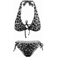 thumbnail image 5 of SKQIT Women's 2 Piece Bikini Sets Leopard Print Halter Tie Triangle Bathing Suit Side Tie Swimsuit Set Beach Outfits, 5 of 7