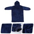 thumbnail image 1 of Minkissy Adult Wearable Blanket Wearable Blanket Hoodie Blue Polyester Comfortable Wear for Watching TV in Fall 1Set, 1 of 6