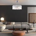 thumbnail image 3 of 18 inch Modern Industrial Bladeless 3 Wind Speed 3 Blades Down Rod Ceiling Fan with Caged Mesh Shade, Chandelier Ceiling Fan with Light and Remote Control Silver, 3 of 9
