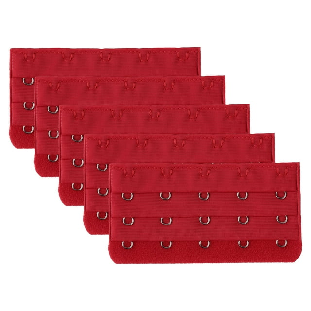 INSPIRE CHIC Soutien-Gorge Réglable pour Femmes 3 x 5 Crochets 5 Pcs Rallonge de Soutien-Gorge Bande pour les Yeux Bretelle Rouge-2 5