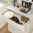 thumbnail image 3 of 70" Buffet Cabinet with Hutch, Modern Farmhouse Sideboard with 2 Drawers & Barn Doors, Kitchen Storage Buffet for Dining Room, Coffee Bar Station,White, 3 of 11