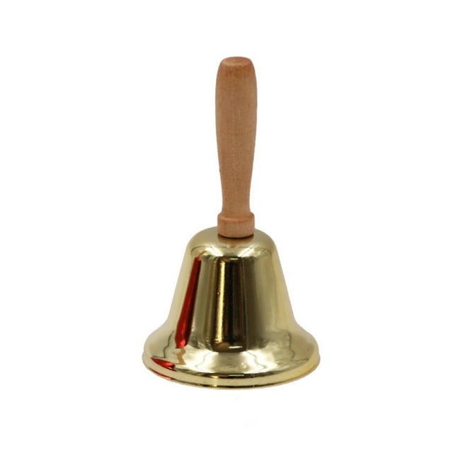 Campana de llamada manual sólida súper ruidosa con mango de madera Campana de llamada manual navideña