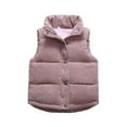 thumbnail image 2 of XQYLOS Toddler Puffer Vest Sleeveless Winter Warm Zip Snap Button Stand Collar Corduroy Casual Thick Jacket for Boys Girls Windproof, 2 of 6