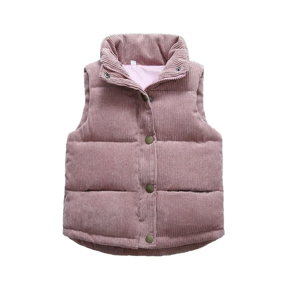 MHZLDYZ Toddler Boys Girls Vest Fleece Fuzzy Jacket Little Boys Girls Sleeveless Stand Up Collar Vest Winter Coat Button Down Warm Outwear with Pockets (Pink,110)