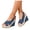 Blue, variant on Lightweight Denim Wedge Sandals for Women Open Toe Slingback Dress Shoes Comfortable Slip On Platform Sandal Black Size 6.5