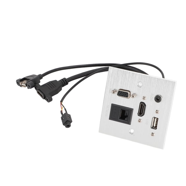 Prise Multimédia, Panneau d'Information Multimédia Prise Ignifuge 3.5MM Son RJ45 pour Bureau