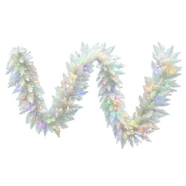 Vickerman 9' Sparkle White Spruce Artificial Christmas Garland, Multi-Colored LED Lights