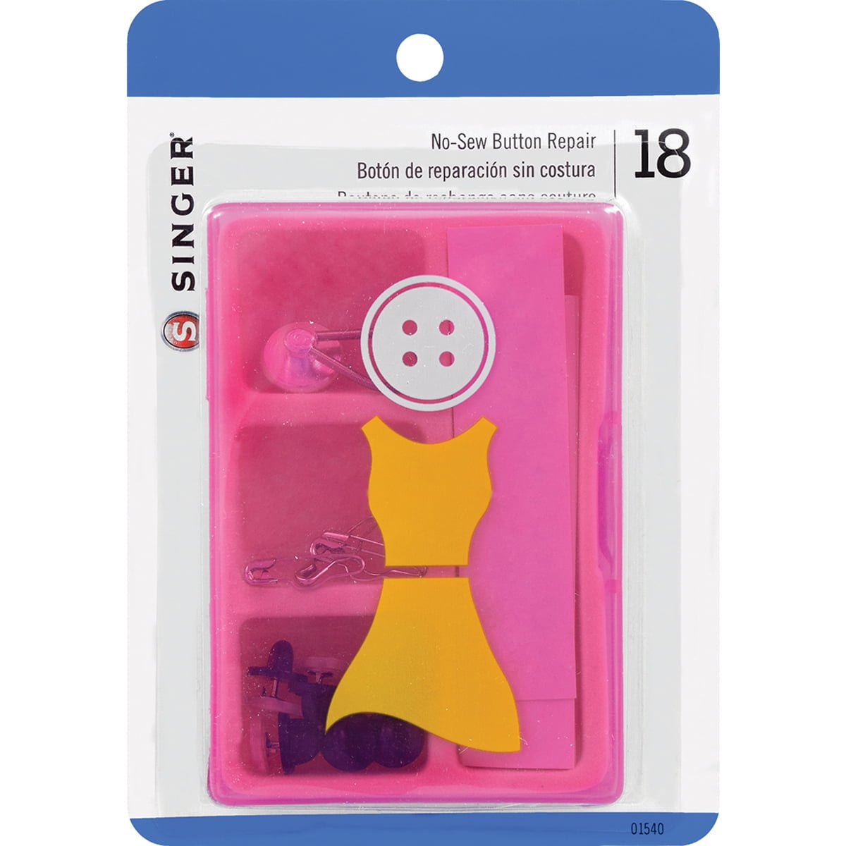 Singer No Sew Button Repair Kit 18/Pkg-Hers