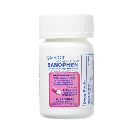 Major Banophen Diphenhydramine MiniTabs, 25 mg, 100 Count