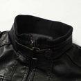 thumbnail image 5 of WIZUTIZ Men's Leather Jacket Solid Color Motorcycle Vintage Zipper Pocket Long Sleeve Hoodless PU Coat for Winter Casual Daily Outdoor Mens Fashion, 5 of 9