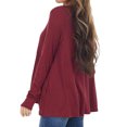 thumbnail image 3 of Women V Neck Buttons Stitched Long Sleeve Irregular Hem Knit Blouse, 3 of 5
