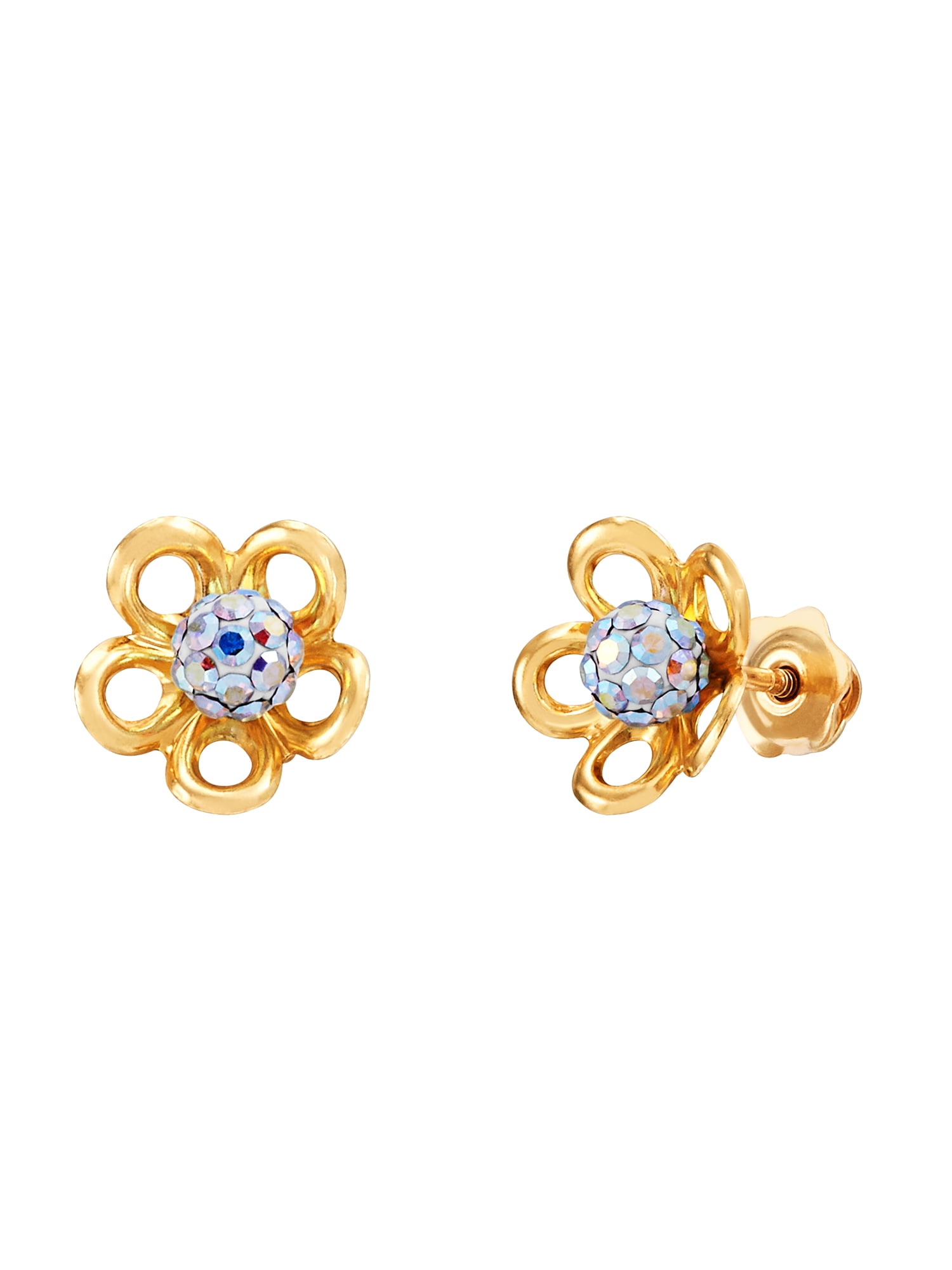 Crystal Star Stud Earrings Gold Tone Aurora Borealis EI42 Fashion Jewelry 