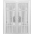 Solid French Double Doors 72 x 80 inches Frosted Glass 12 Lites