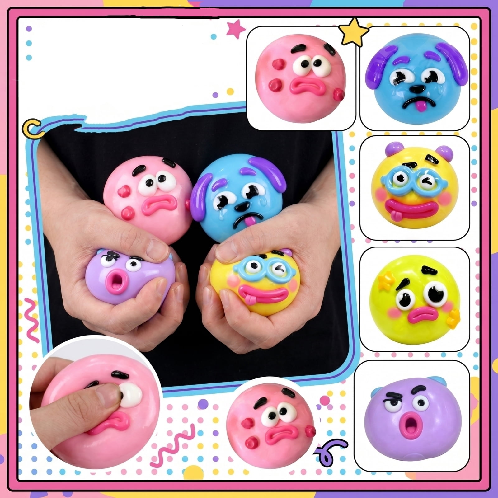 New Smushers Squishy, Curiosities Dog Face Swap Squishy, Soft Moldable Cute Slow Rise Squeeze Ball, Relaxing Sensory Fidget Fun Desk Accessory for Adults