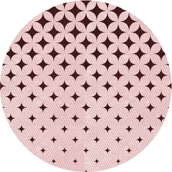 Ahgly Company Machine Washable Indoor Round Transitional Pink Bubble Gum Pink Area Rugs, 5' Round