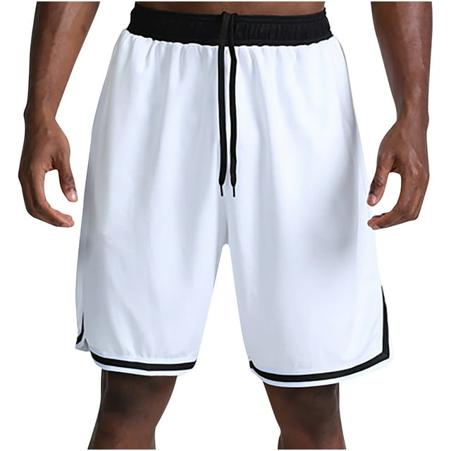 Men's Athletic Shorts Polyester Casual Solid Color Elastic Waist Drawstring 1 Pc