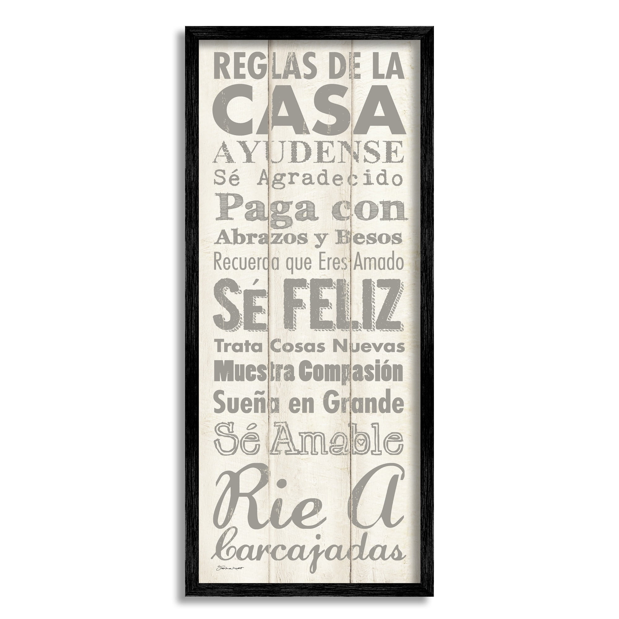 Stupell Industries Reglas De La Casa Regulaciones Frase Motivacional, 13 x 30, Design by Stephanie Workman Marrott