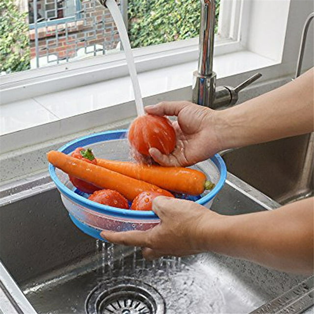 Collapsible Microwave Splash Proof Cover Food Fruits Vegetables Washing Lid Plastic Plate