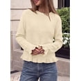 thumbnail image 3 of PRETTYGARDEN Women's Ruffle Sweaters Fall Fashion Cozy Knit Pullover Soft Stretchy, Crewneck Long Sleeve, Cute Peplum Tops, Dressy Casual Blouses, Going Out Holiday, Trendy Winter Outfits, 3 of 10