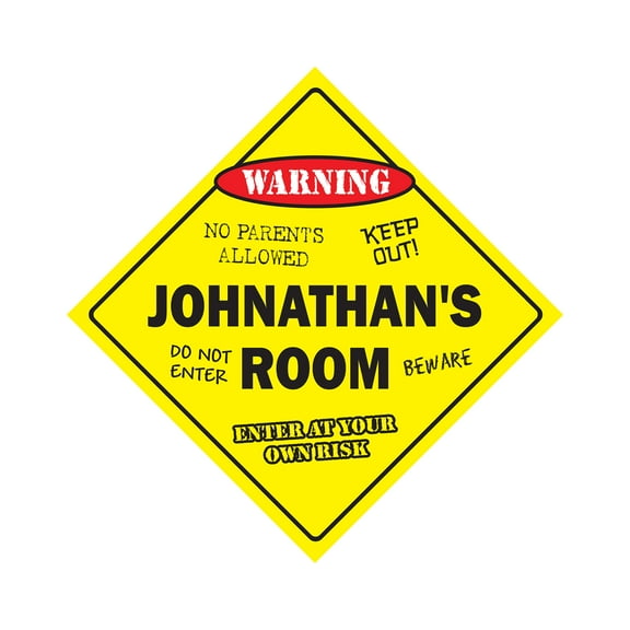 Johnathan's Room Sign Crossing Zone Xing | Indoor/Outdoor | 12" Tall kids bedroom decor door children's name boy girl