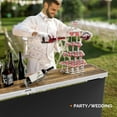 thumbnail image 3 of LYYHTY 78" Portable Bar Table, 2-Tier Shelves, Mobile Bar Table for Events, Party, Camping, Picnic, Tradeshow, Indoor with Black Skirt, 3 of 9