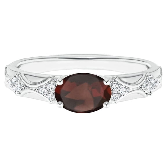 Art Deco 1 Ctw Oval Red Garnet Gemstone 925 Sterling Silver Women Engagement Ring