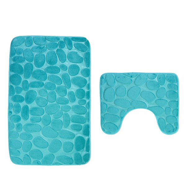 Toystoory Tapete de franela para puerta de baño, 2 uds., adoquín, antideslizante, para baño, adoquín, antideslizante, absorbente, lavable Decoración del hogar verde Toystoory JJ21304-04
